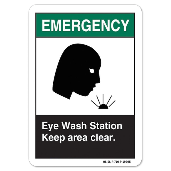 ANSI Emergency, Aluminum, 18" x 12", Landscape, Eye Wash Station Keep, Eye Wash Station Keep